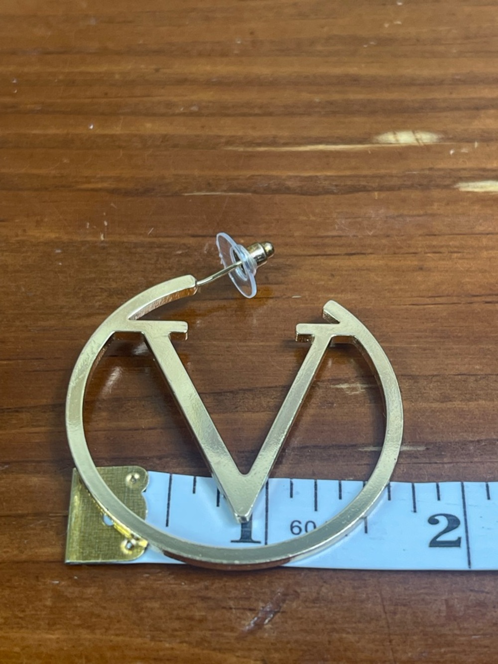 Fashion Designer 18K Gold Plated V Hoop Earrings - Picture 11 of 11